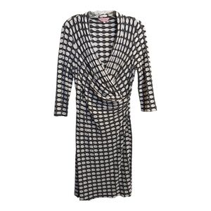 Phase Eight wrap body con midi dress black gray cream